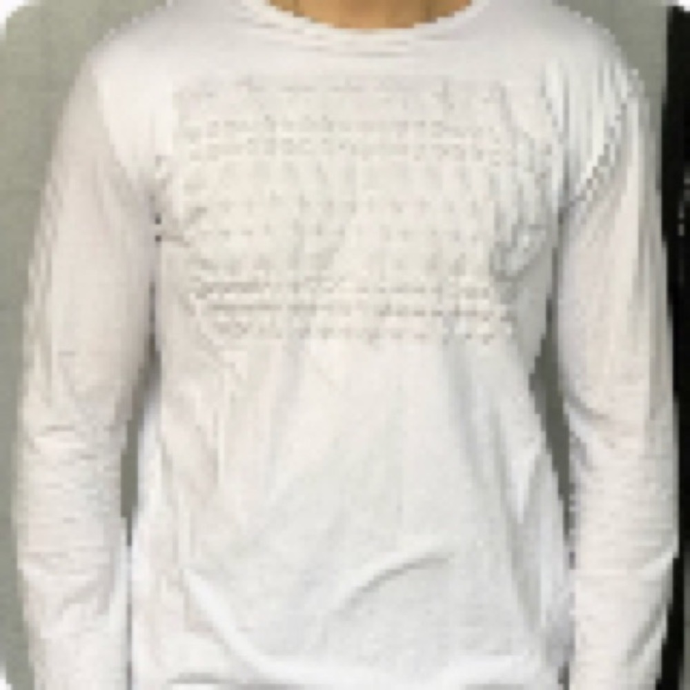 Guess L Large White Men’s Long Sleeve Tee T Thick 3D Design - Picture 1 of 1